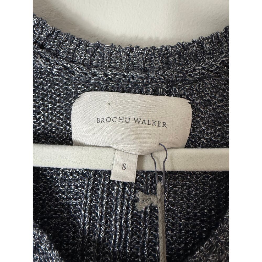 NWT BROCHU WALKER SWEATER ONA TANK TOP VEST ONYX GRAY GREY LINEN KNIT METALLIC - Picture 6 of 10